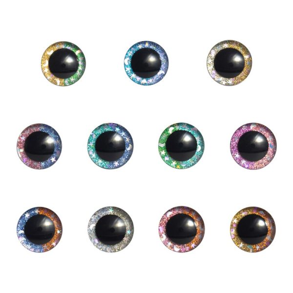 10mm/12mm/16mm/18mm/20mm/25mm/30mm/35mm 3D Safety Glitter Eyes Doll Eyes For Amigurumi Crochet Stuffed Animal Toy
