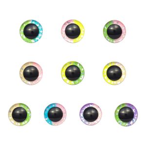 10pcs 10mm/12mm/16mm/18mm/20mm/25mm/30mm/35mm 3D Glitter Eyes Safety Doll Plastic Eyes For Amigurumi Crochet Stuffed Animal Toy