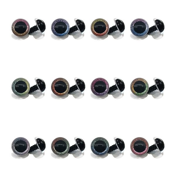 20pcs 10mm-30mm round plastic clear toy safety eyes glitter Nonwovens hard washer for plush doll findings-size option
