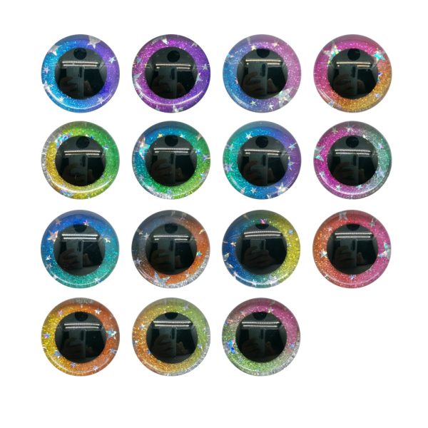 3D Findings Stuffed Toys Glitter Safety Eyes Nonwovens Hard Washer Clear Plush Doll Round Plastic Safety Eyes 16/18/20/25/30/35