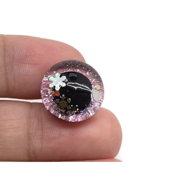 Handmade 3D glitter eyes plastic safety toy eyes long stem glitter fabric washer 2PCS - Image 2
