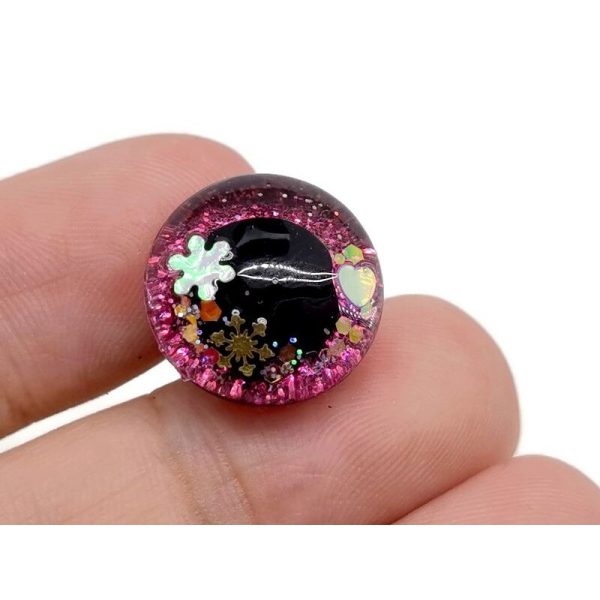 Handmade 3D glitter eyes plastic safety toy eyes long stem glitter fabric washer 2PCS - Image 4