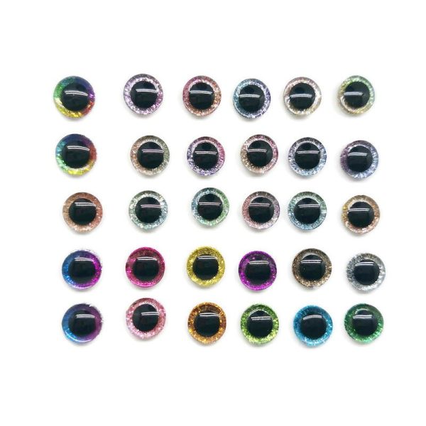 High Quality 60pcs 3D Glitter Plush Plastic Safety Eyes For Toys Amigurumi Doll Making Eyes For Dolls Mix Animal Box 10/12/14mm - Image 2